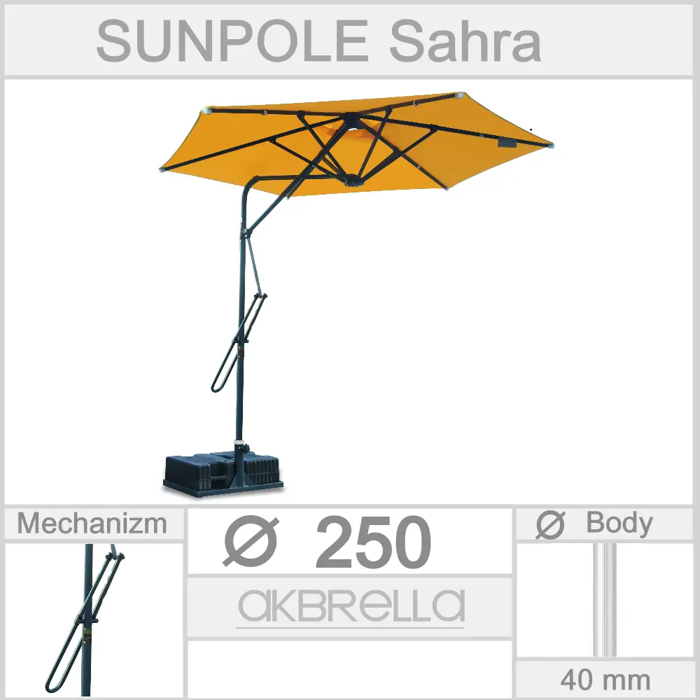 Страничен чадър на тялото 250 cm Sahra Sunpole