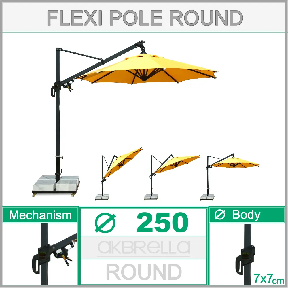 Regenschirm mit Seitenkörper 250 cm Flexi Pole