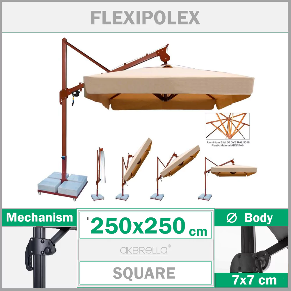 Regenschirm mit Seitenkörper 250x250 cm FlexiPolex