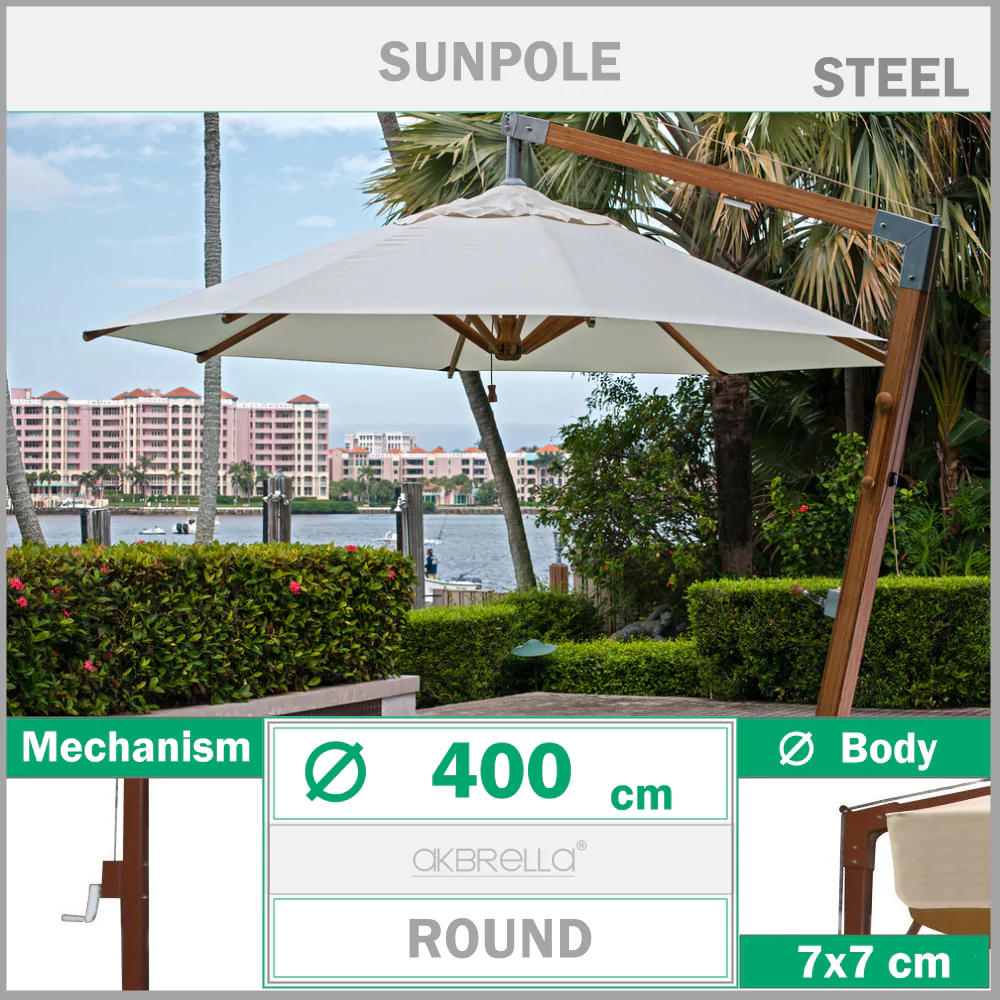 Regenschirm mit Seitenkörper 400  cm Stahlkörper