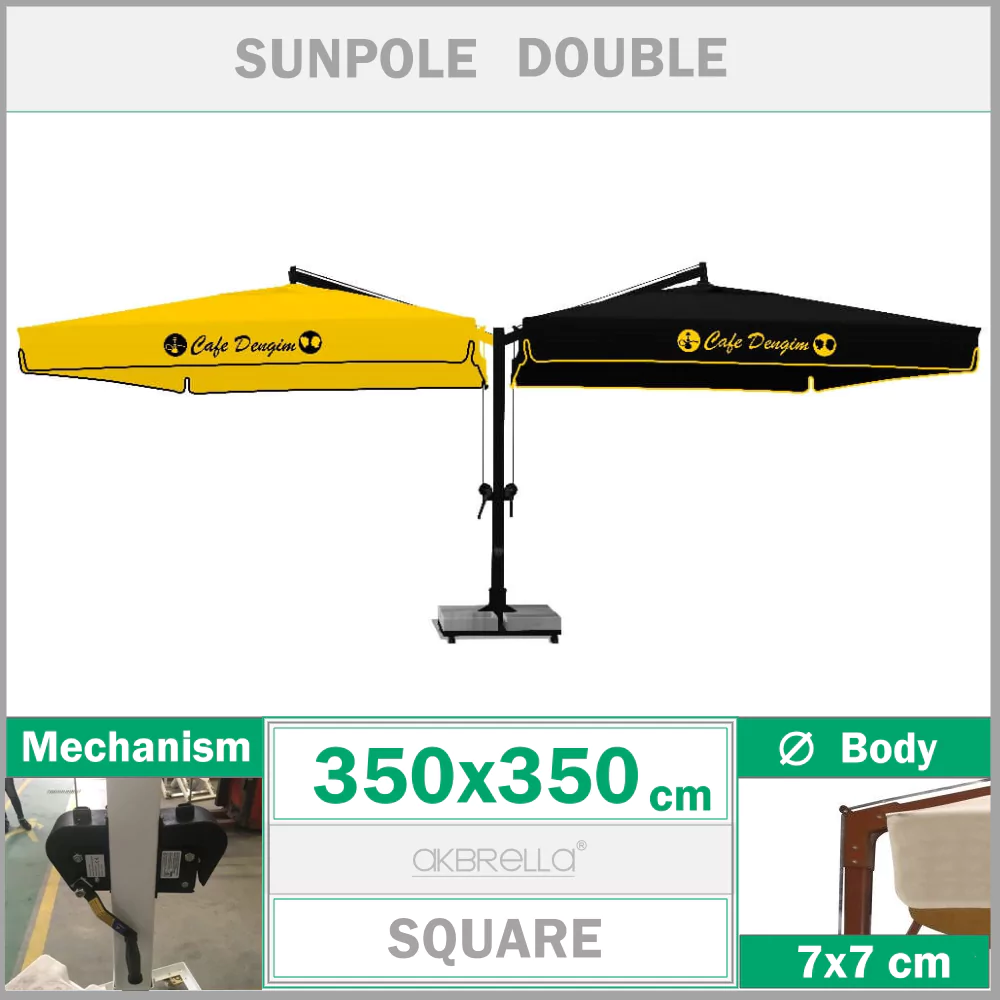 Regenschirm mit Seitenkörper 350x350cm Sunpole Double