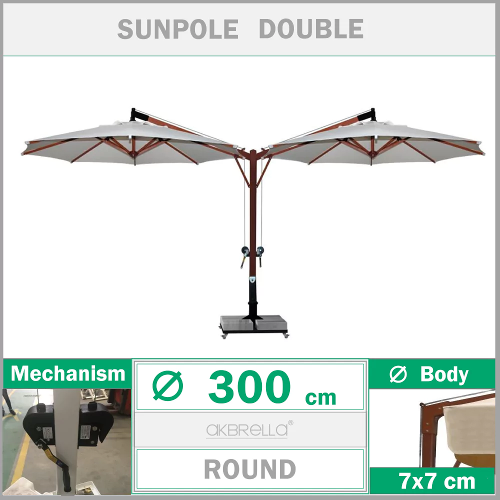 Regenschirm mit Seitenkörper 300cm Sunpole Double