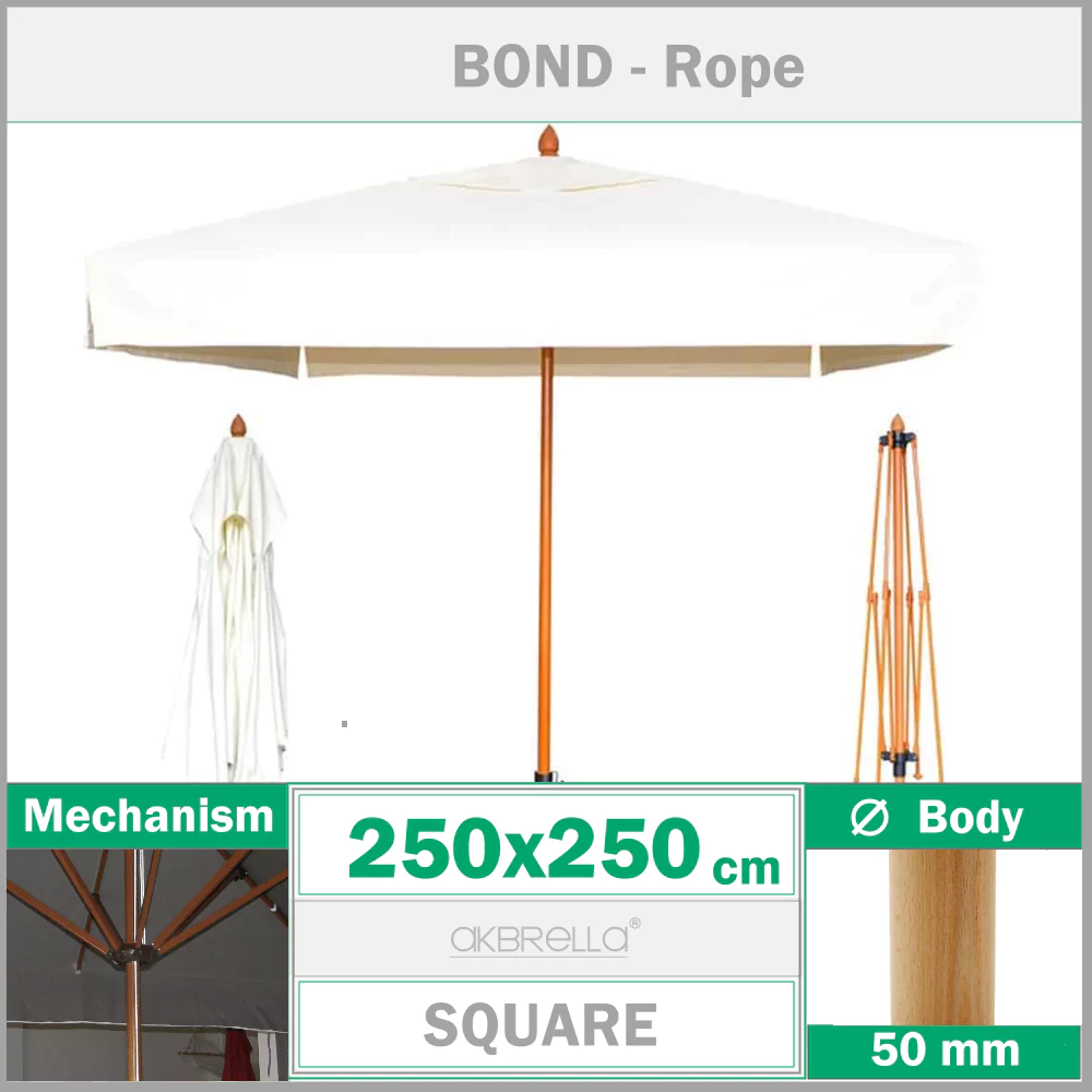 250x250 Square wooden umbrella