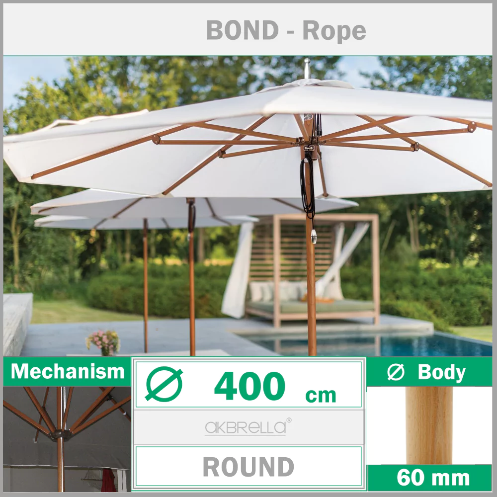 Round wooden umbrella 400 cm