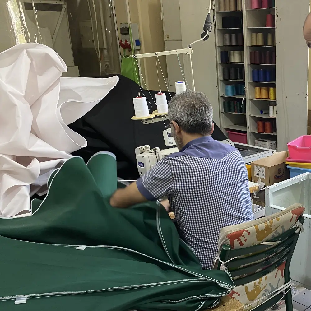 Awning Umbrella fabric sewing workshop