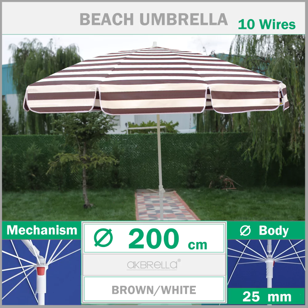 Beach umbrella brown white