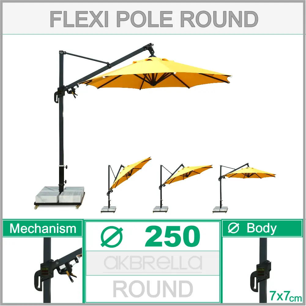 Side Pole Umbrella 250 cm Flexi Pole