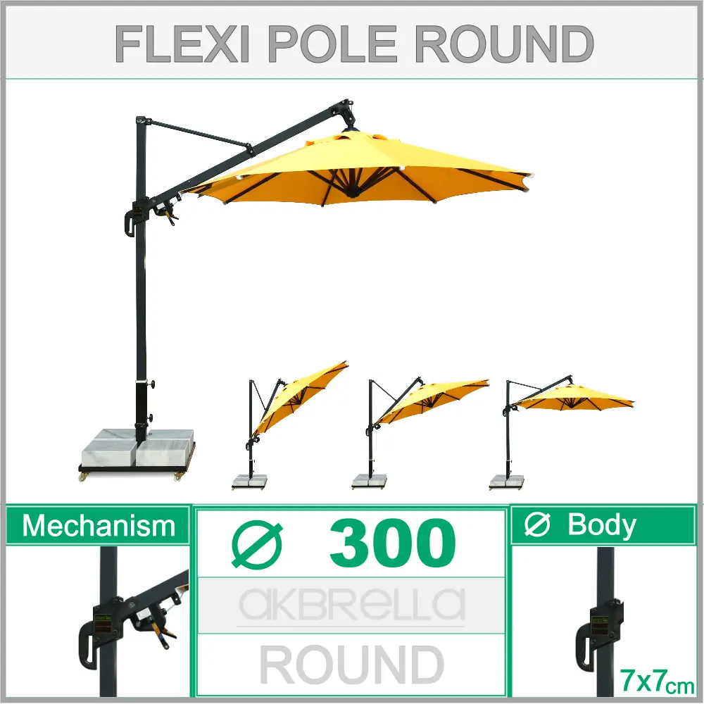 Side Pole Umbrella 300 cm Flexi Pole