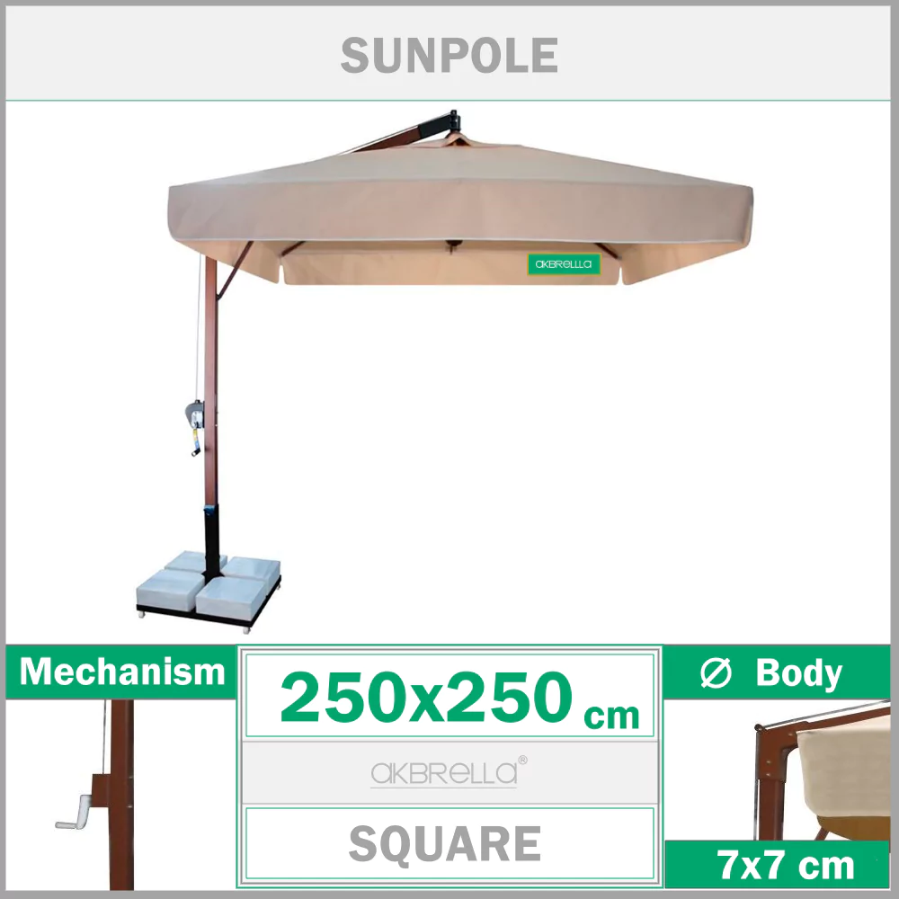 ქოლგა გვერდითი სხეულით 250x250 cm Sunpole