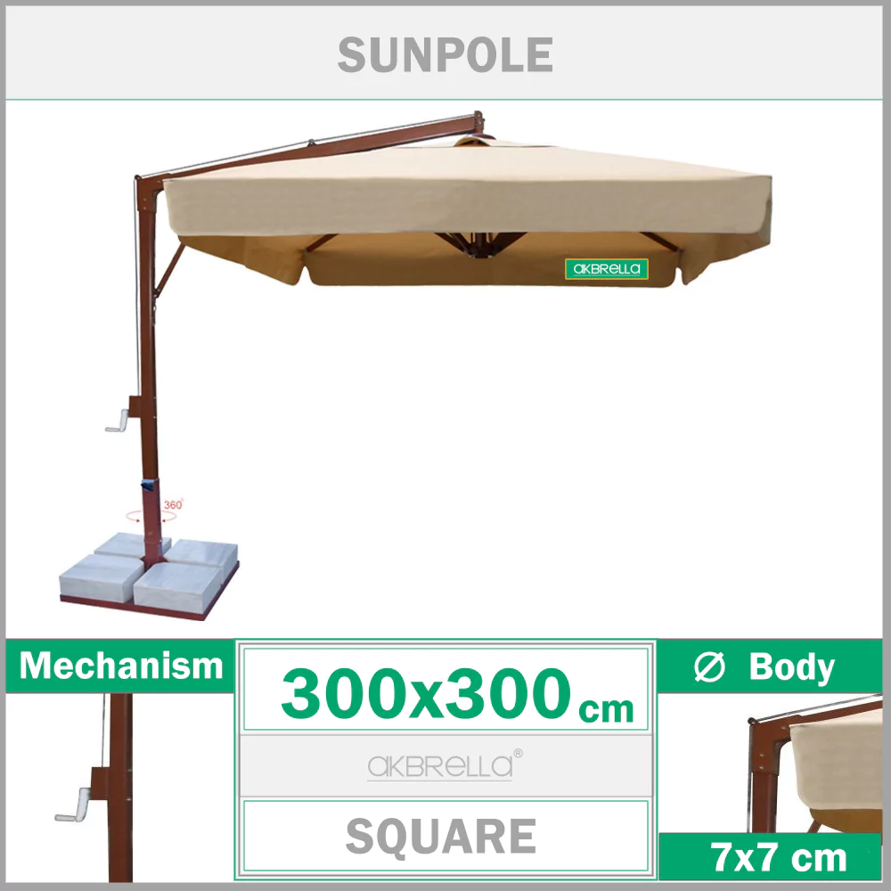 ქოლგა გვერდითი სხეულით 300x300 cm Sunpole