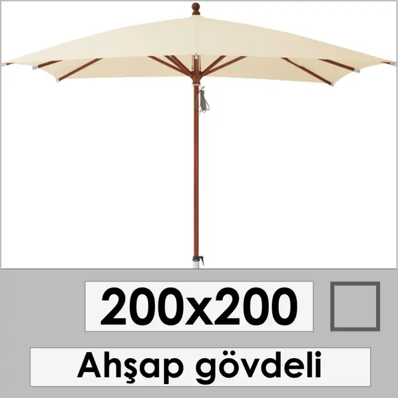 200x200 Kare ahşap şemsiye