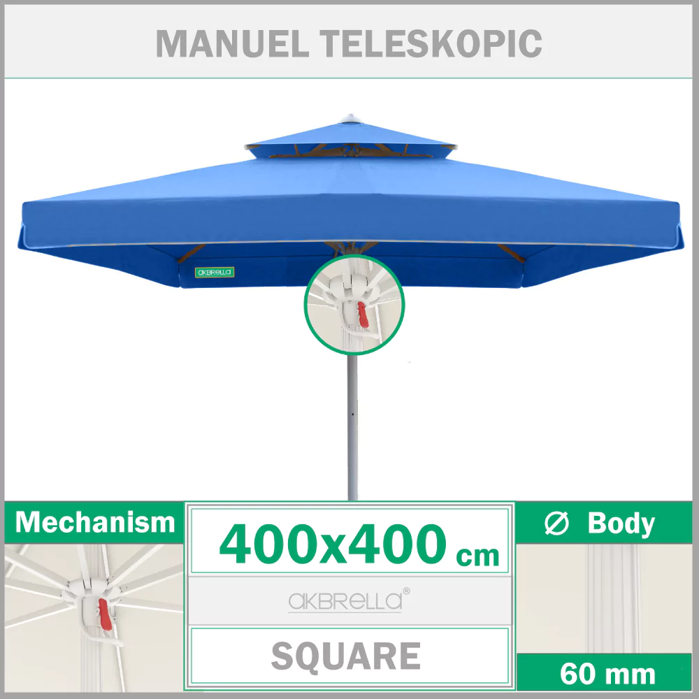 400x400 Manuel teleskopik bahçe şemsiyesi