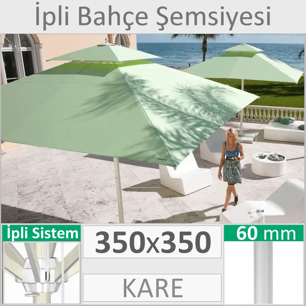 Cafe şemsiyesi 350x350 cm kare İstanbul
