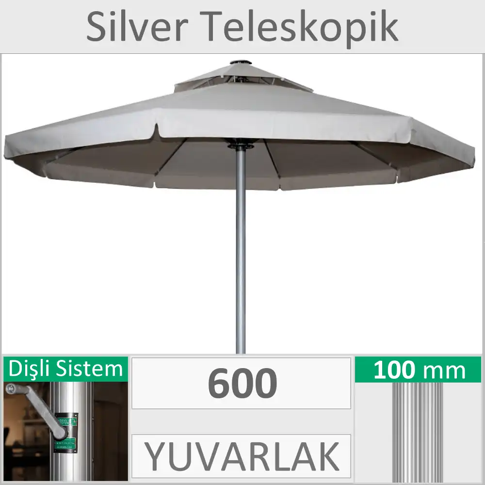 600 Silver teleskopik şemsiye