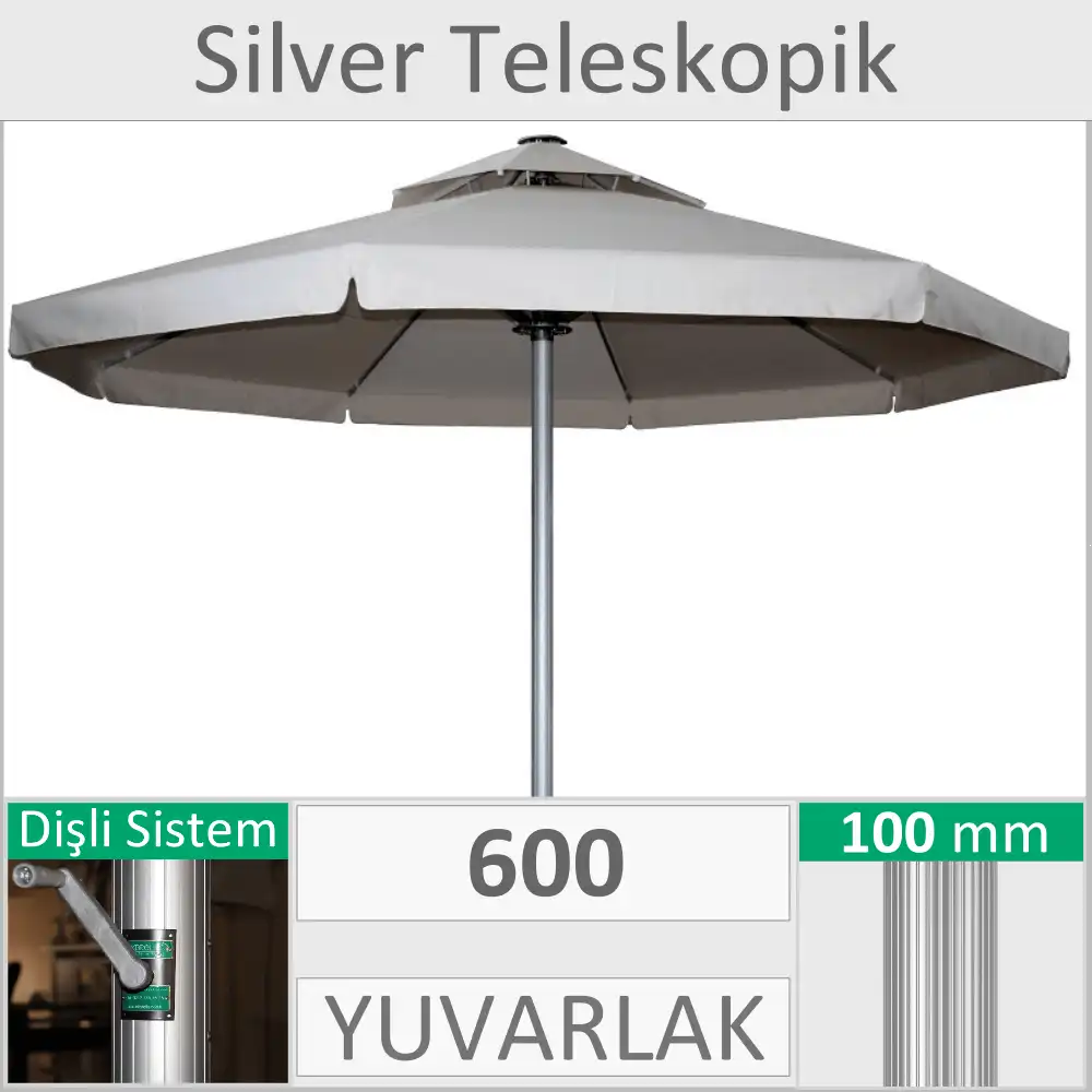 Cafe şemsiyesi 600 cm Yuvarlak