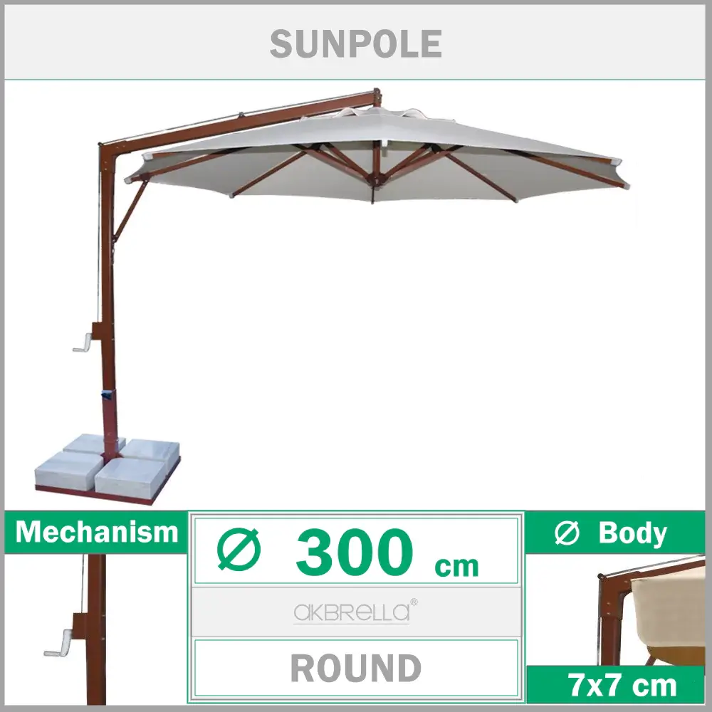 Yandan gövdeli şemsiye 300 cm Sunpole