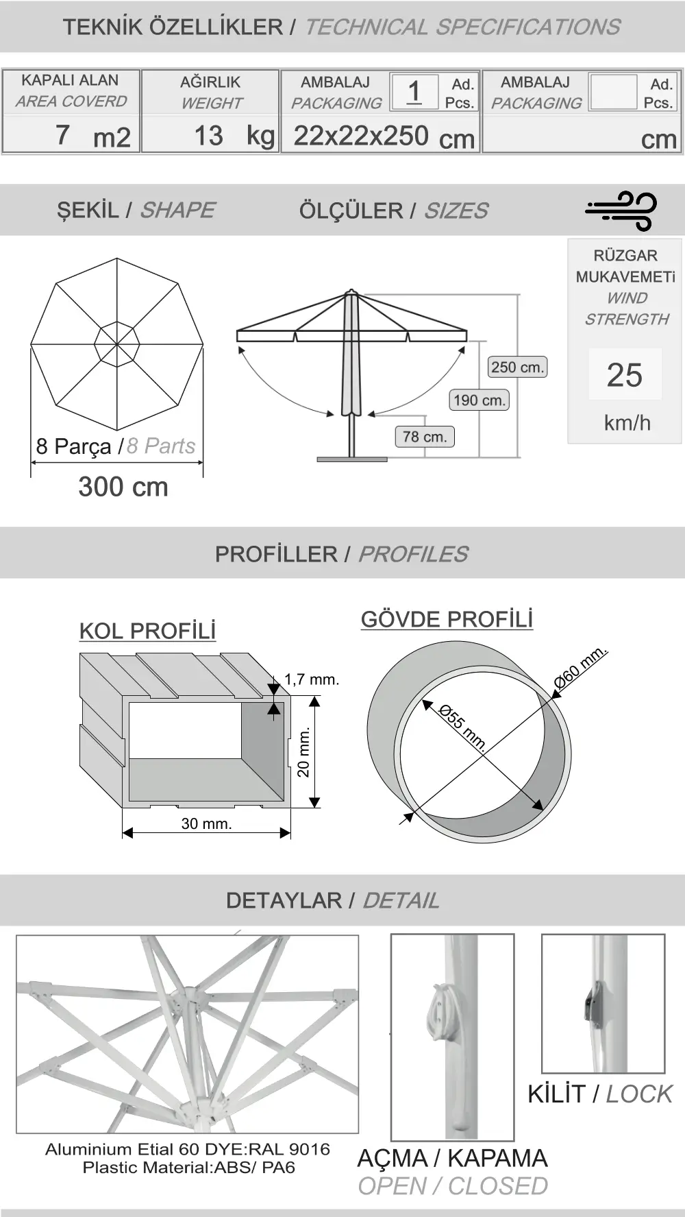 300 Maxi bond şemsiye