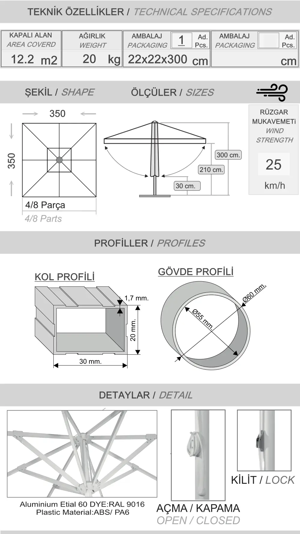 350x350 Maxi bond şemsiye